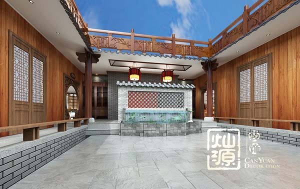 四合院別墅設(shè)計中庭實景圖